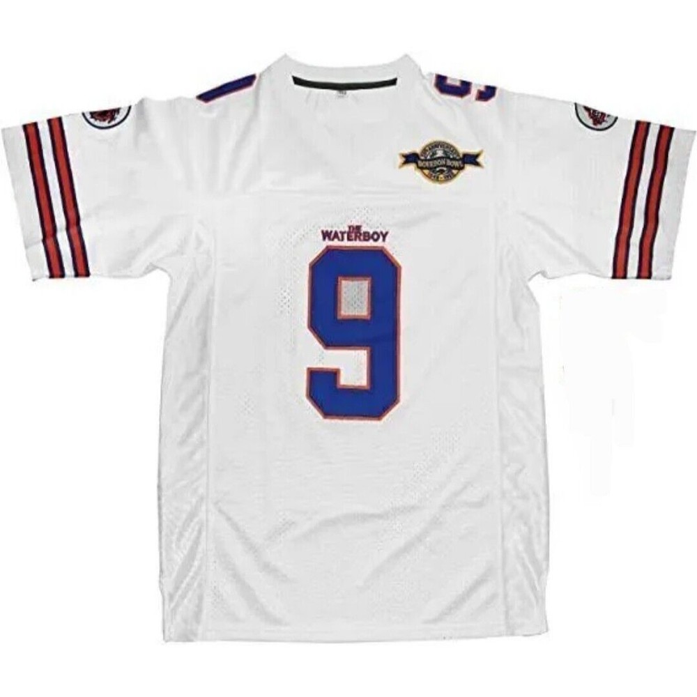 The Waterboy Bobby Boucher #9 Football‎ Jersey Adam Sandler White Size Small